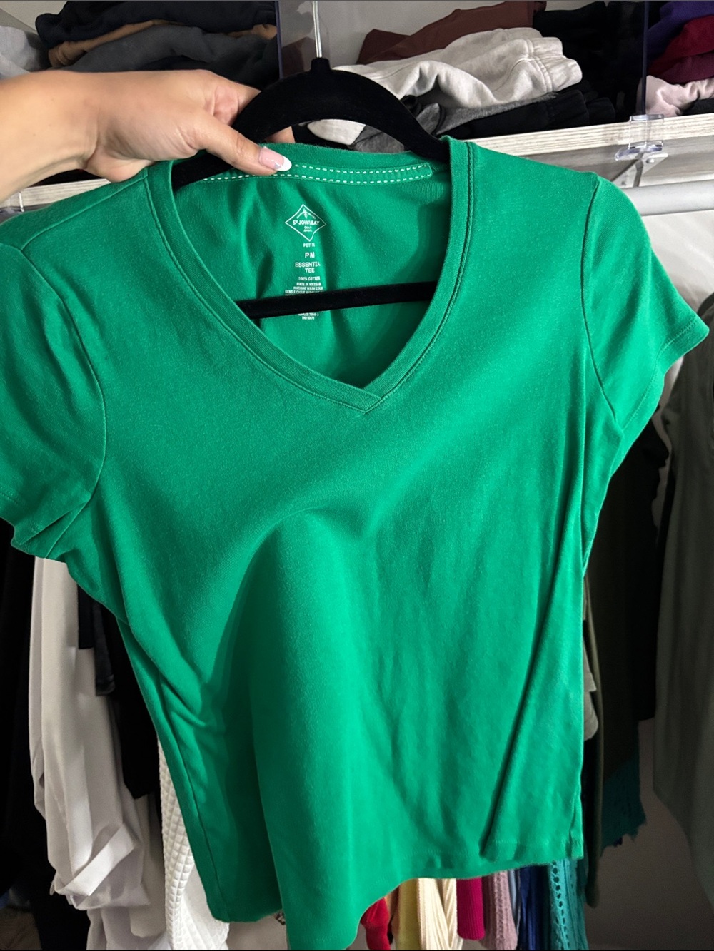 St. John's Bay V-Neck T-Shirt in Bright Green